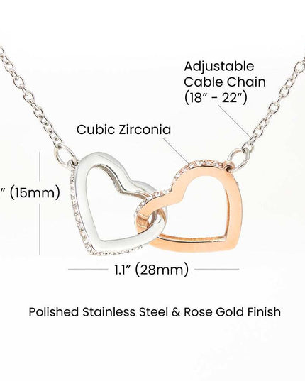 rose gold interlocking hearts necklace product details chart
