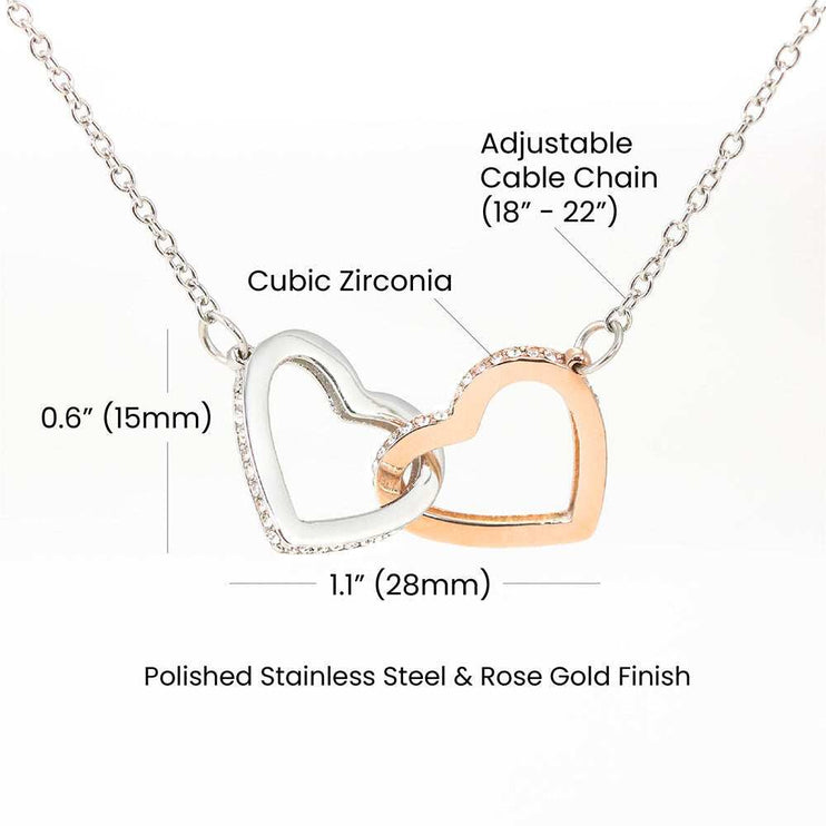 rose gold interlocking hearts necklace product details chart