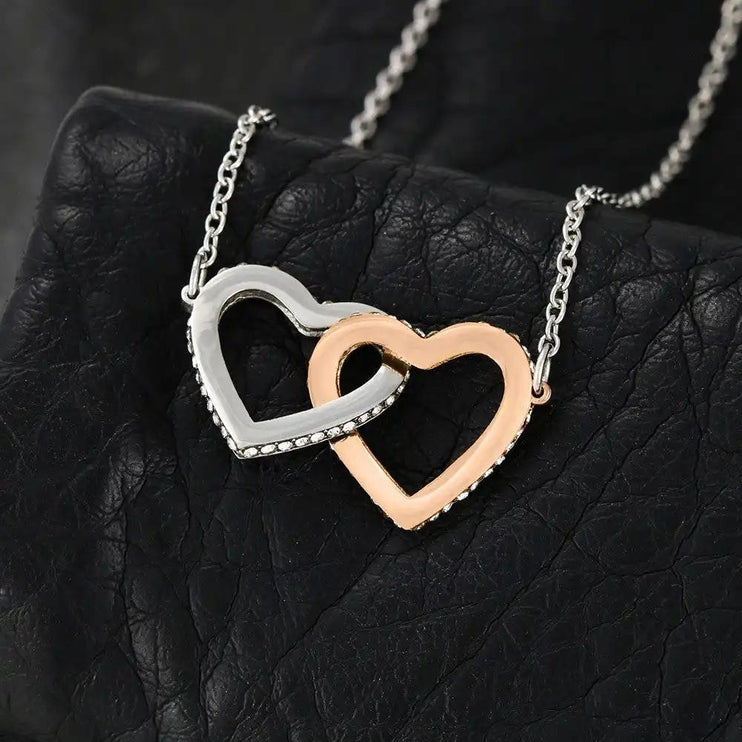 rose gold interlocking hearts necklace no box