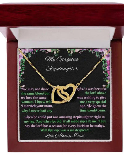 gold interlocking hearts necklace in two-tone box