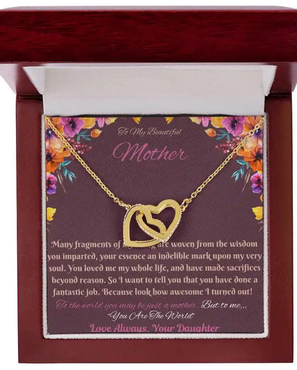 gold interlocking hearts necklace in mahogany box
