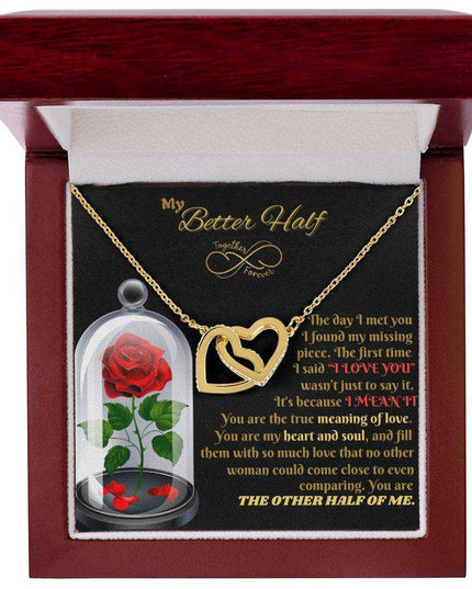 18k interlocking hearts necklace in luxury box