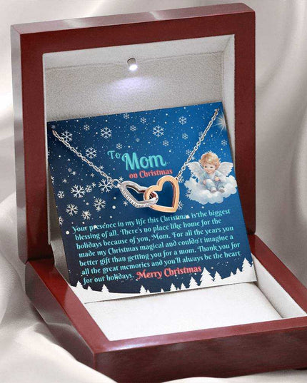 rose gold interlocking hearts necklace in luxury box