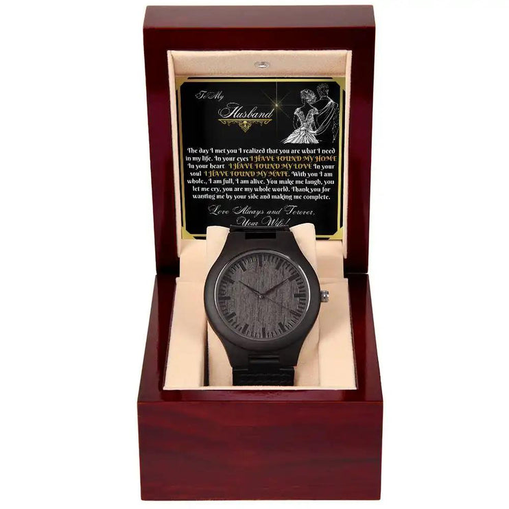 wooden watch in mahogany box