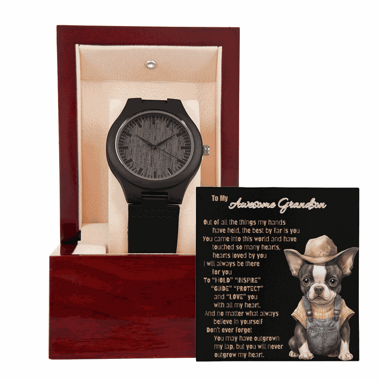 Wooden Watch for GRANDSON "Outgrow My Heart"