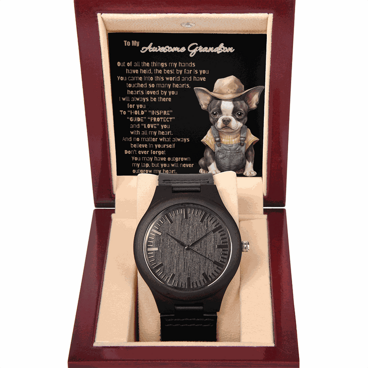 Wooden Watch for GRANDSON "Outgrow My Heart"