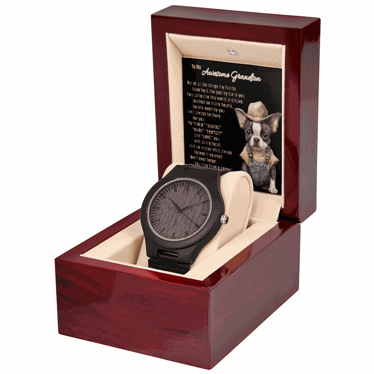 Wooden Watch for GRANDSON "Outgrow My Heart"