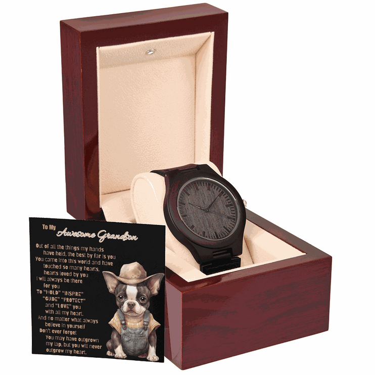 Wooden Watch for GRANDSON "Outgrow My Heart"