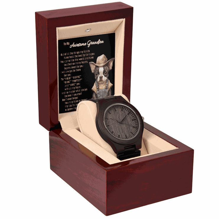 Wooden Watch for GRANDSON "Outgrow My Heart"