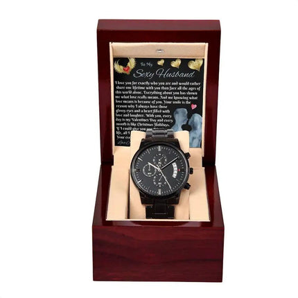 chronograph watch in mahogany box