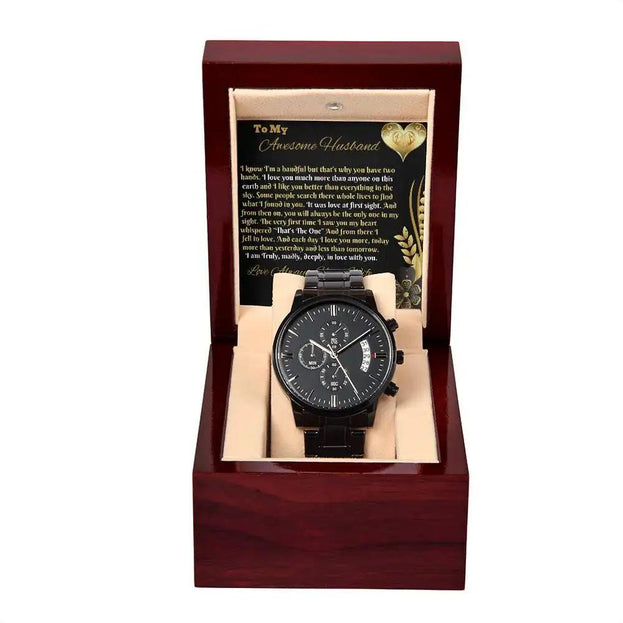 chronograph watch in mahogany box 