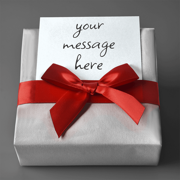 gift wrap white jewelry box single red bow personal message card
