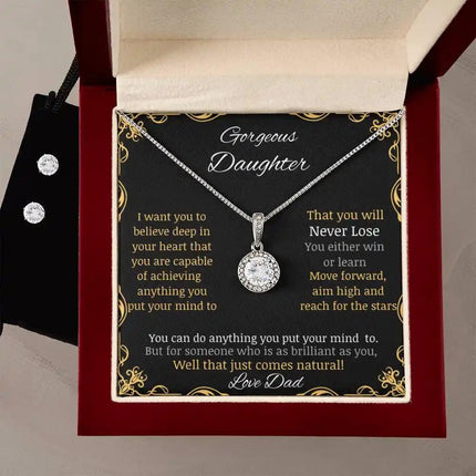 Eternal Hope Necklace Cubic Zirconia Earring Set with a white gold charm and in a mahogany box pic 2