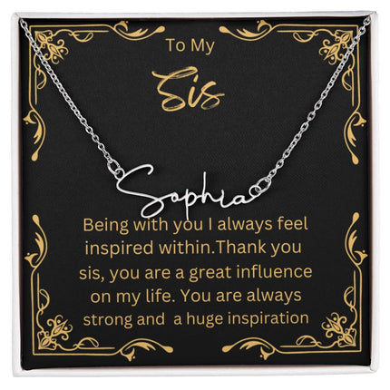 Signature Style Name Necklace with polished stainless-steel charm 