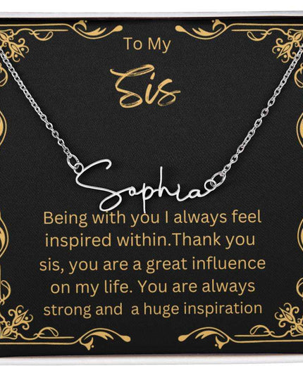 Signature Style Name Necklace with polished stainless-steel charm 