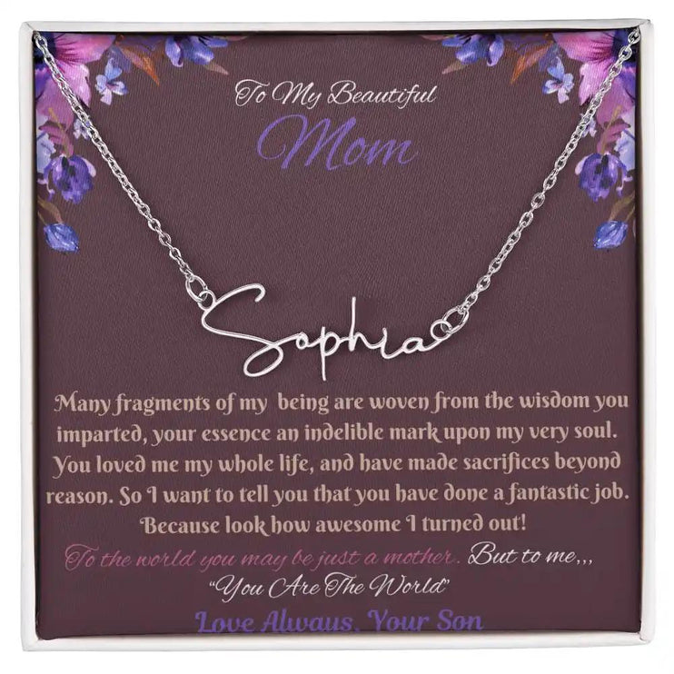 polished-stainless signature style name necklace in soft box