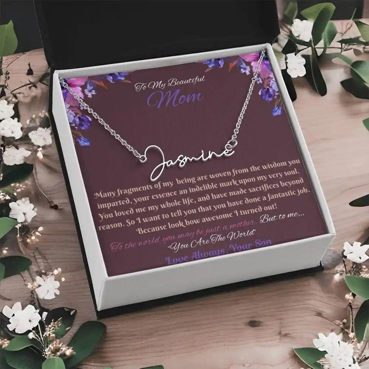 polished-stainless signature style name necklace in soft box angled left