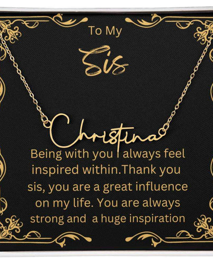 Signature Style Name Necklace with yellow gold finish charm 