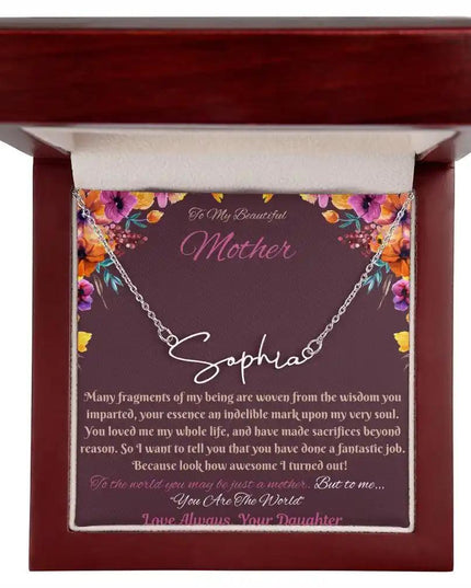 polished steel signature style name necklace