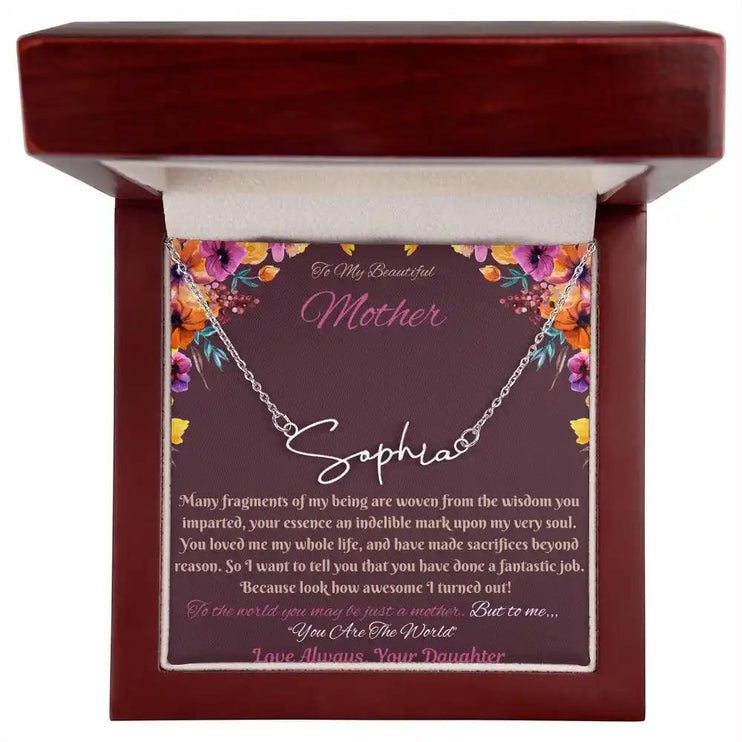 polished steel signature style name necklace