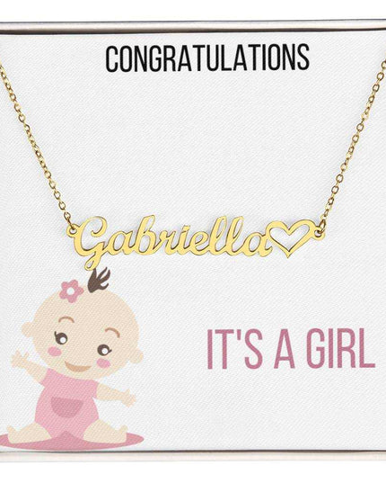Name With Heart Necklace with yellow gold finish and two tone box