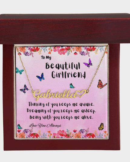 18k name heart necklace in luxury box