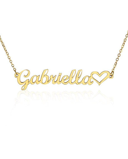 name with heart necklace on white background with gold variant
