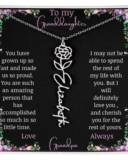Birth Flower Name Necklace