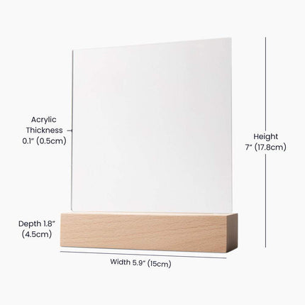 blank demo 12v acrylic square plaque showing dimensions