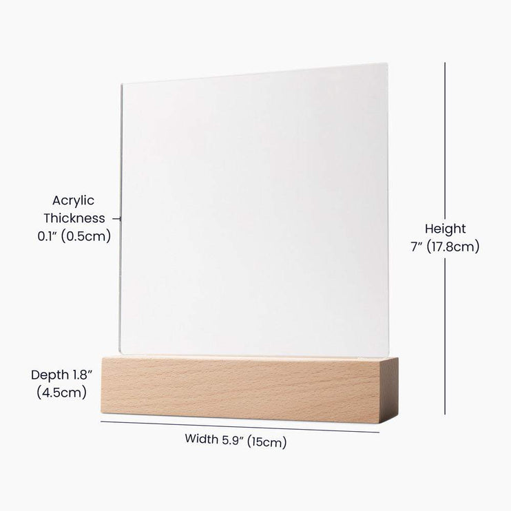 blank demo 12v acrylic square plaque showing dimensions