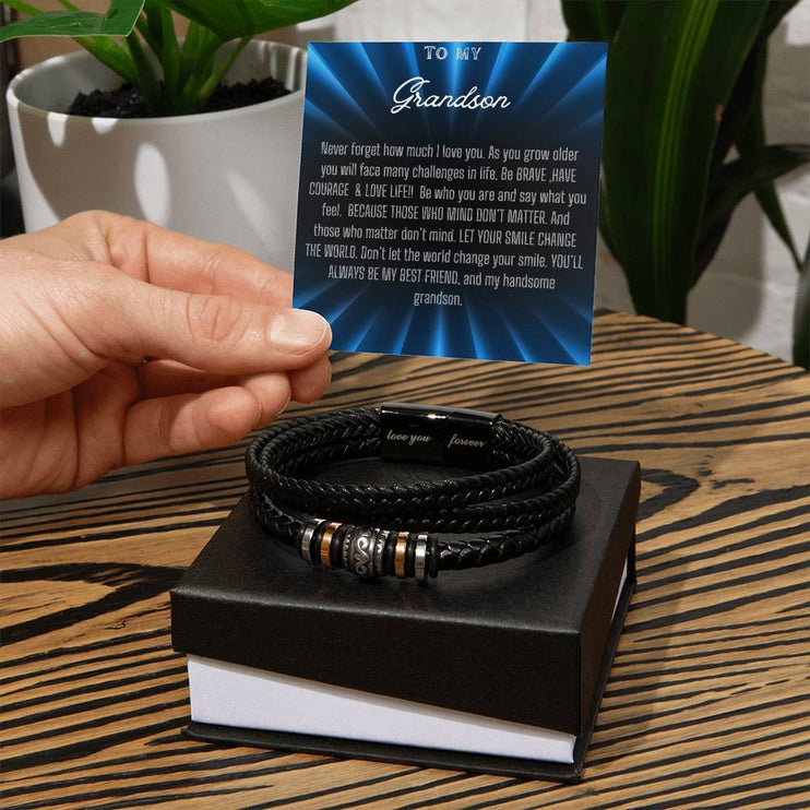 Men's Love You Forever Bracelet with vegan leather in a two-tone box image 2