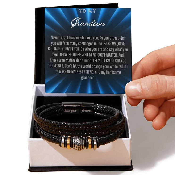 Men's Love You Forever Bracelet with vegan leather in a two-tone box image 1
