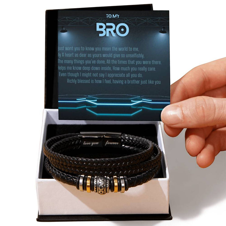 Men's Love You Forever Bracelet in vegan leather and comes in a two-tone box 