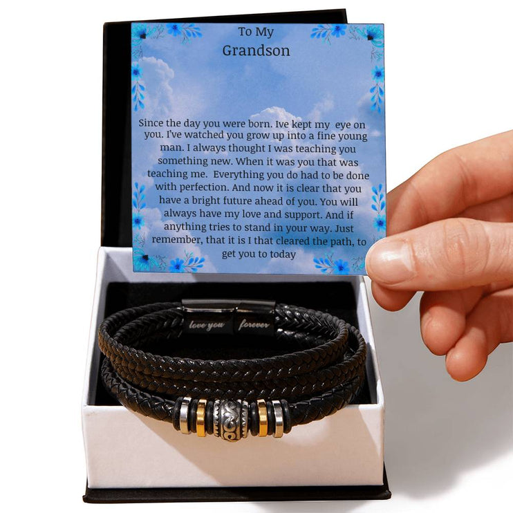 Men's Love You Forever Bracelet with magnetic locking and in a two-tone box angle 1