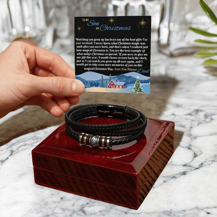 love you forever bracelet on top of a closed luxury box