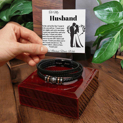 love you forever bracelet on top of a closed mahogany box