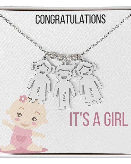 Kid Charm Necklace Two Tone Box 3 Polished Stainless Steel Charms