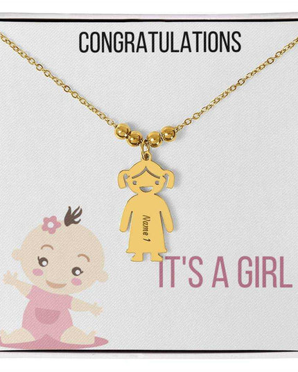 Kid Charm Necklace Two Tone Box Girl Gold Charm