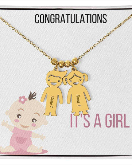 Kid Charm Necklace Two Tone Box 2 Girl Gold Charms