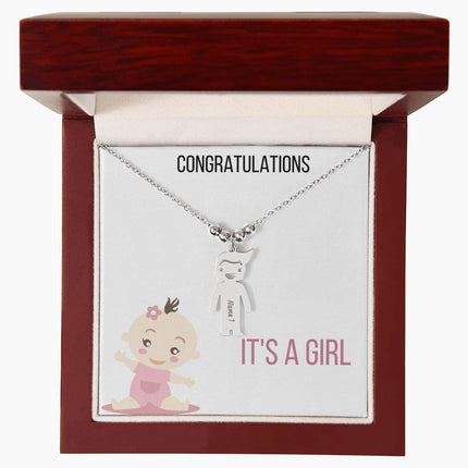 Kid Charm Necklace Mahogany Box Polished Stainless Steel Charm