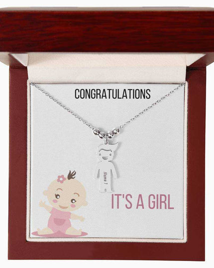 Kid Charm Necklace Mahogany Box Polished Stainless Steel Charm