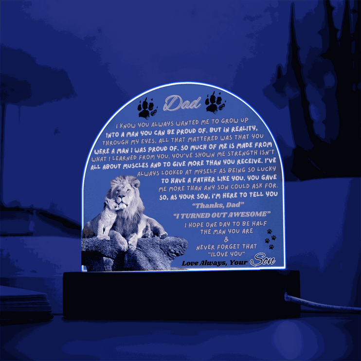 120v acrylic dome plaque with a blue light