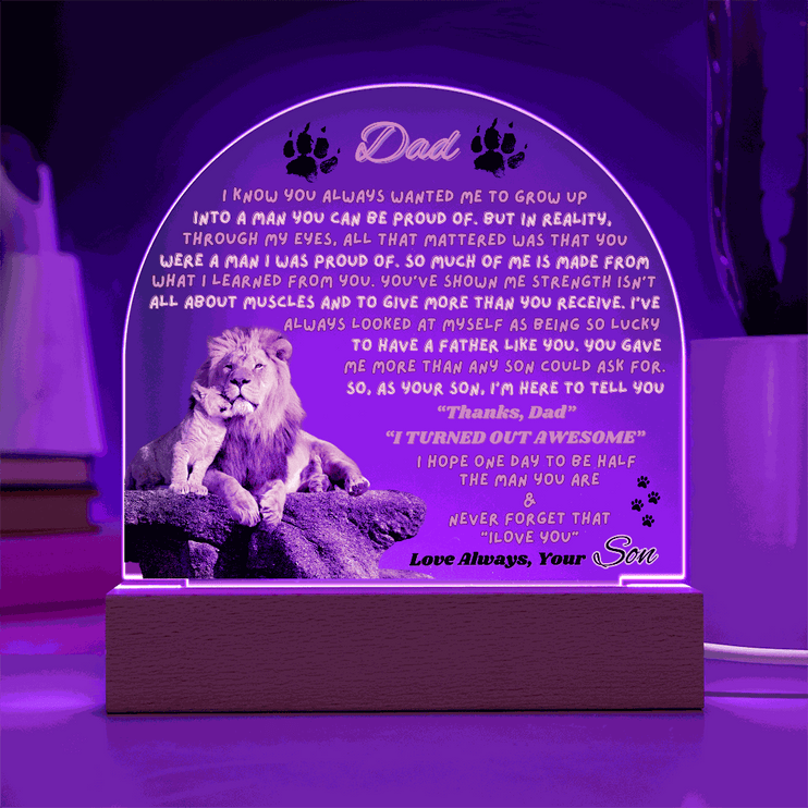 120v acrylic dome plaque with purple light