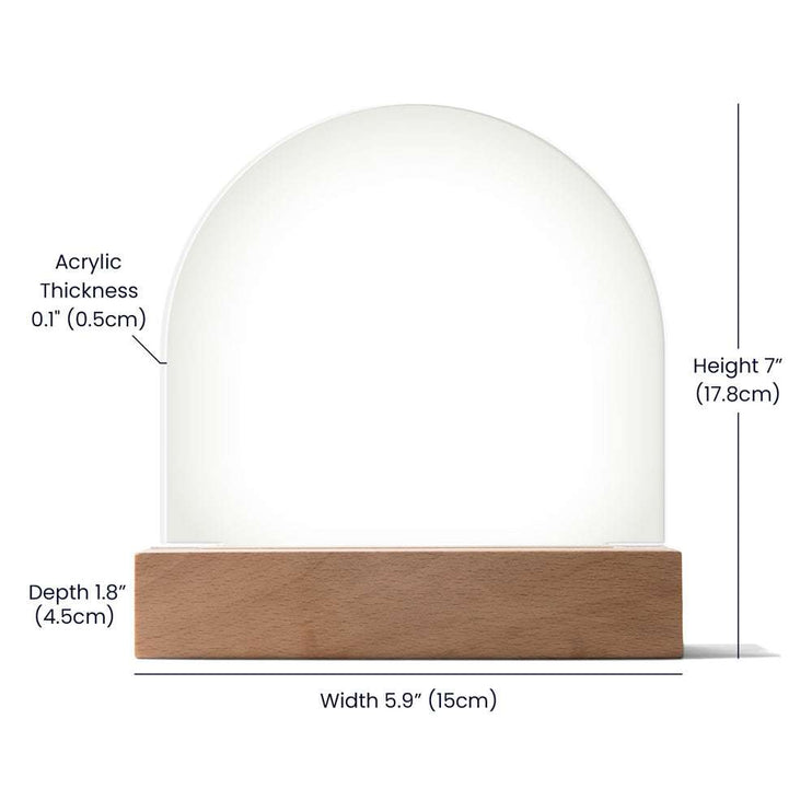 acrylic dome plaque showing specifications