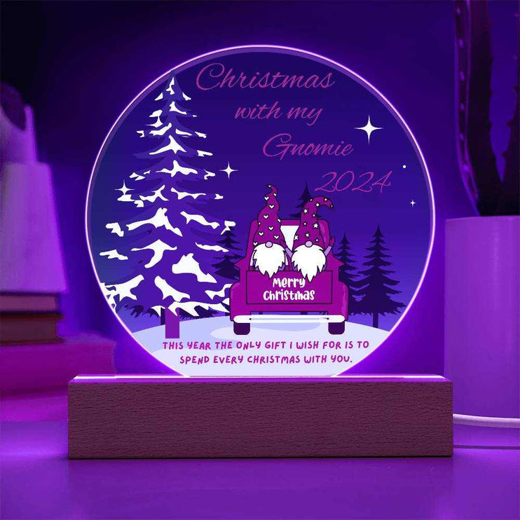 acrylic circle plaque with clear bulb and cord base