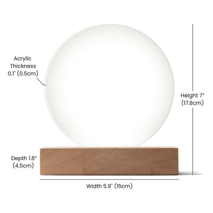 a blank acrylic circle plaque showing the features