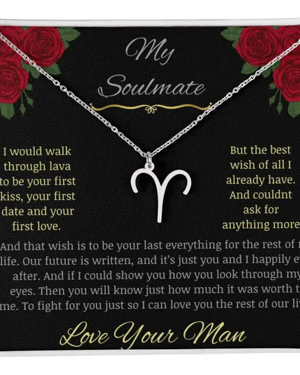 Zodiac Symbol Necklace with white gold charm in a two-toned box charm 1