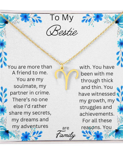 Zodiac Symbol Necklace with yellow gold finish and in a two-tone box