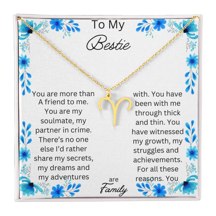 Zodiac Symbol Necklace with yellow gold finish and in a two-tone box