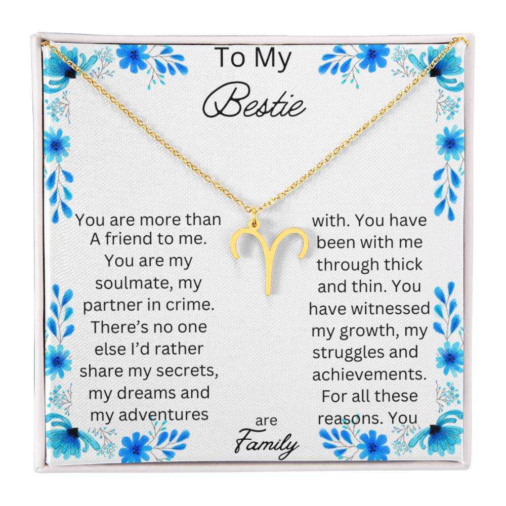 Zodiac Symbol Necklace with yellow gold finish and in a two-tone box